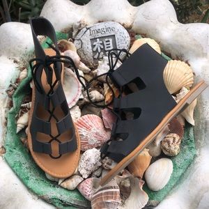 Sexy Gladiator Sandals Lace Up Ankle Cut Out Flats